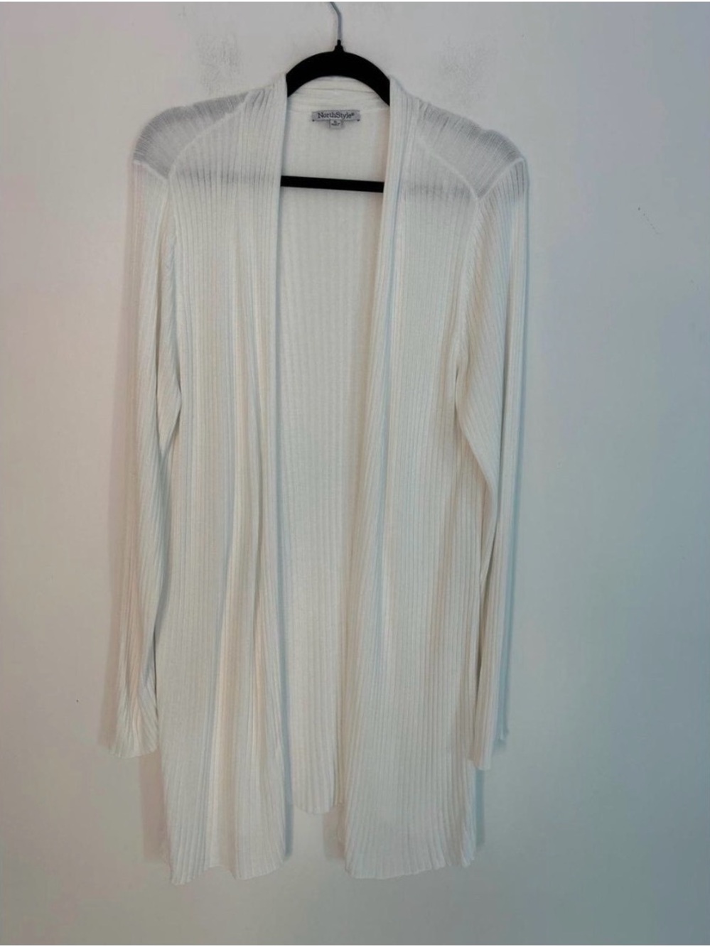 NorthStyle Ivory Ribbed Open Front Cardigan Sweater XL